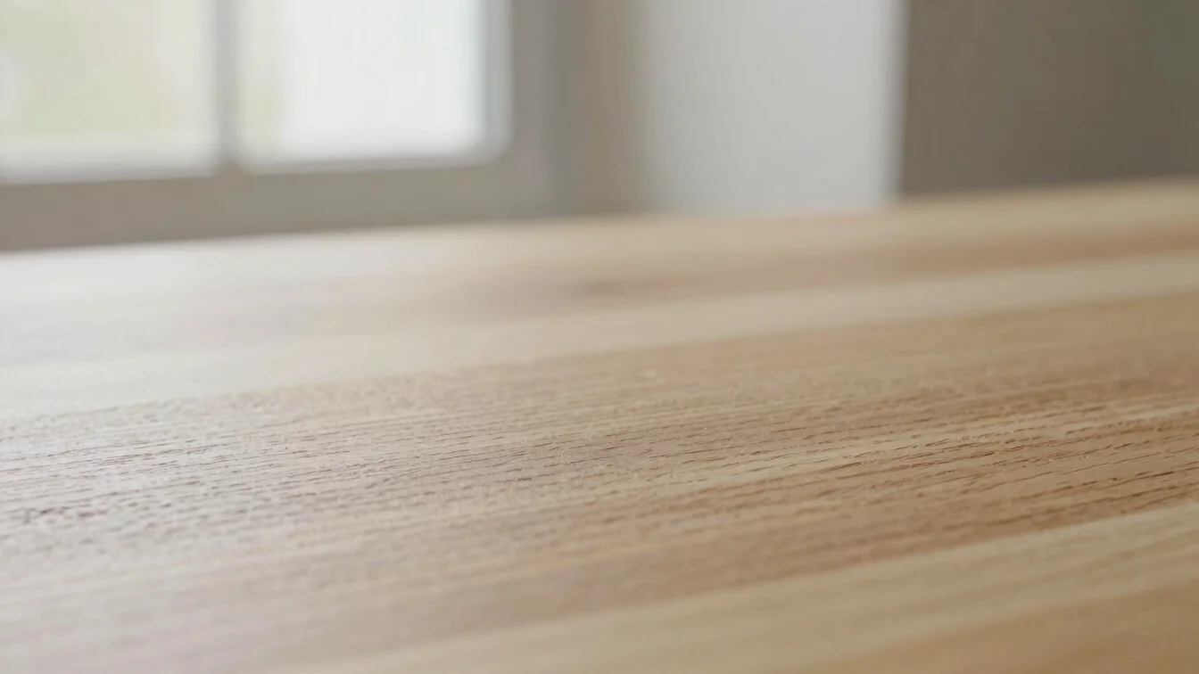 Macro photograph of a natural wood surface showing grain and an o